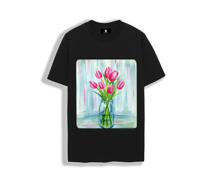 Áo thun T - shirt Tulips Flowers màu đen