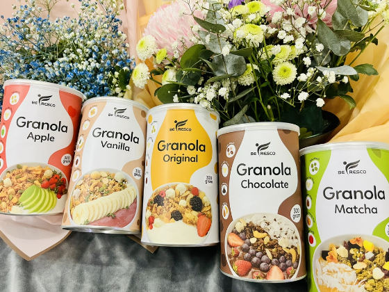 Ngũ cốc ăn kiêng Granola đủ vị Be Fresco VN hũ 300gr (matcha, vanilla, chocolate, original, apple)