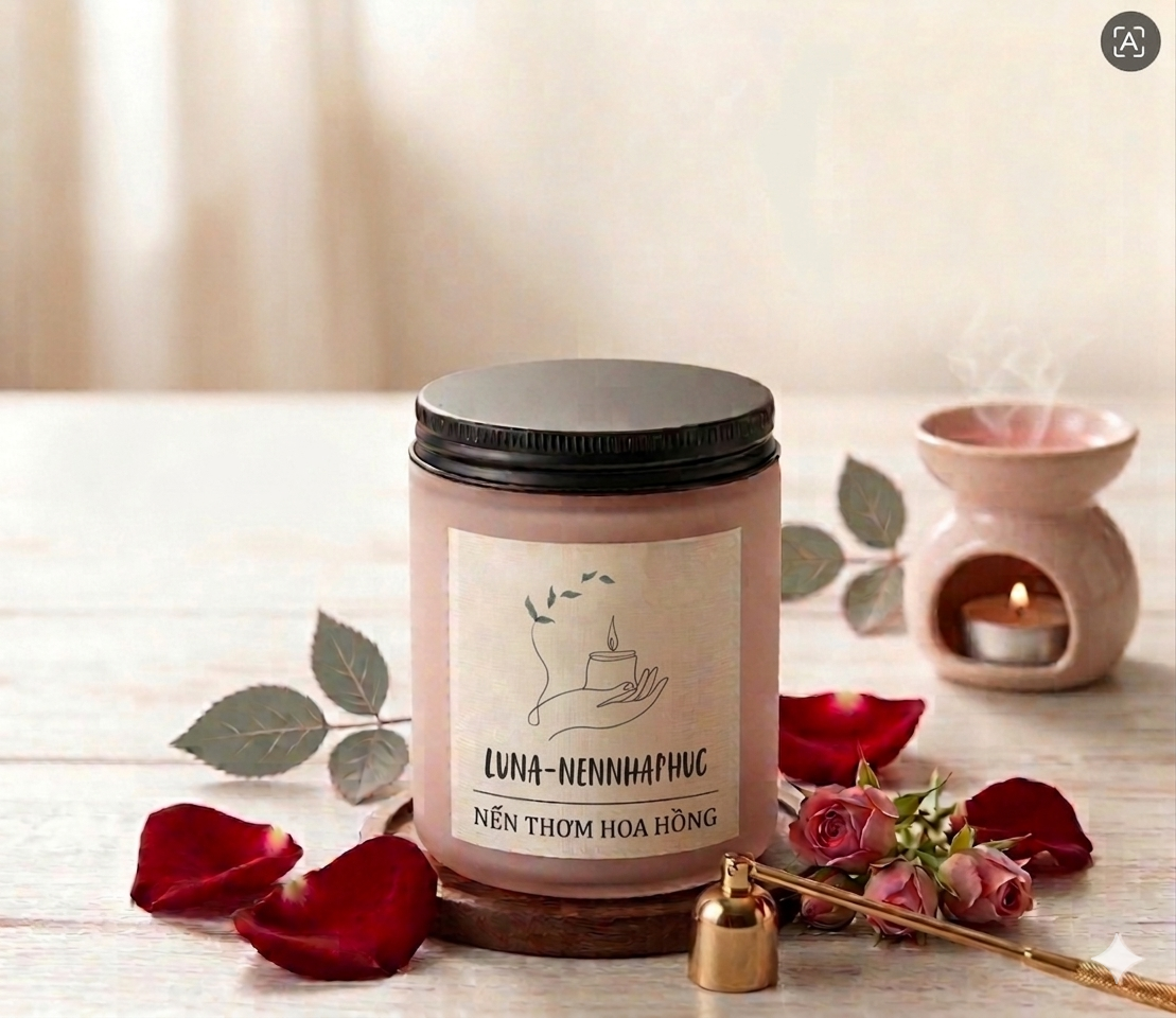 Nến Thơm Hương Hoa Hồng Thiên Nhiên Giúp Giảm Strees NENNHAPHUC 200g-TT02