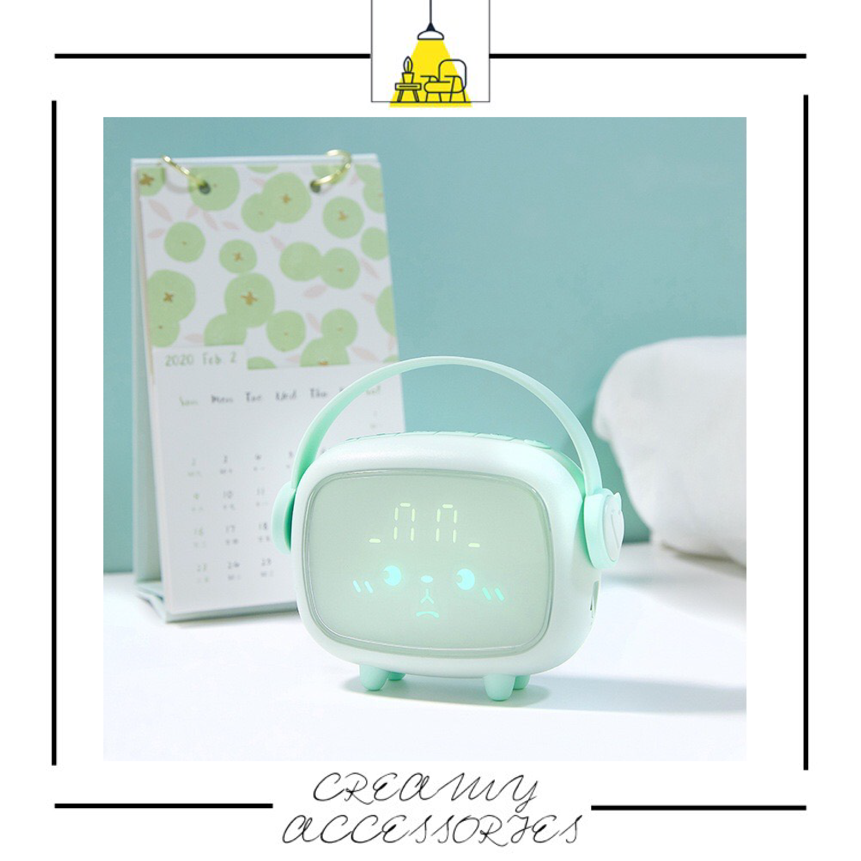 Đồng Hồ Để Bàn Gỗ Đèn Led Hình Chữ Nhật - BÁO THỨC, CÓ NHIỆT KẾ