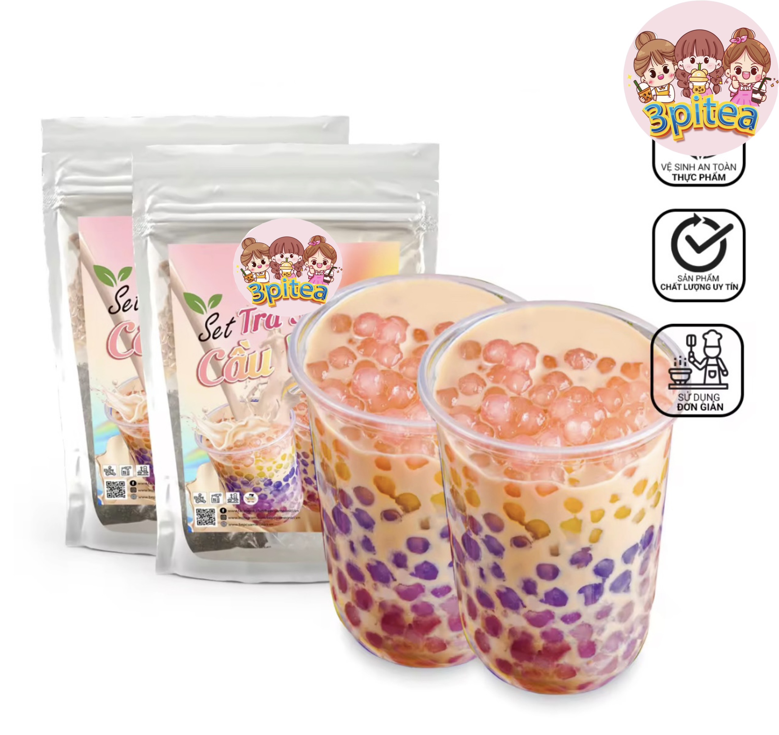 Set nguyên liệu trà sữa cầu vồng 3Pitea