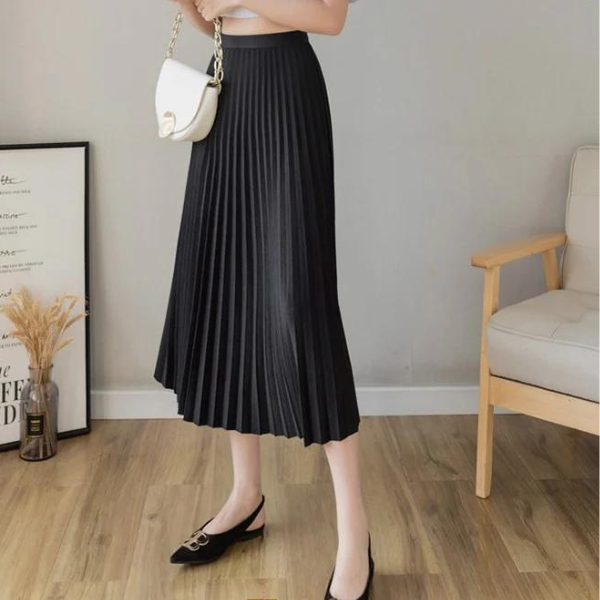 Chân váy nữ co dãn xếp ly