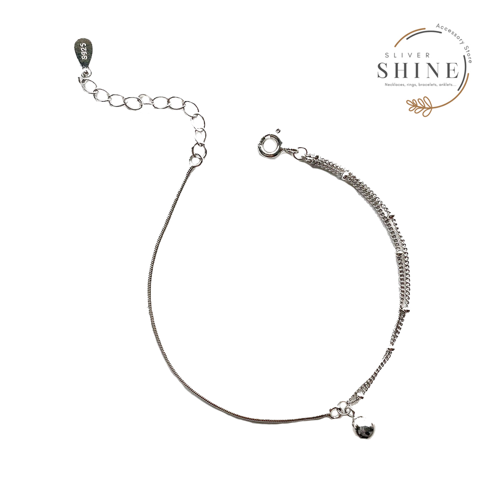 Lắc tay bạc SHINESLIVER dáng layer mặt tròn