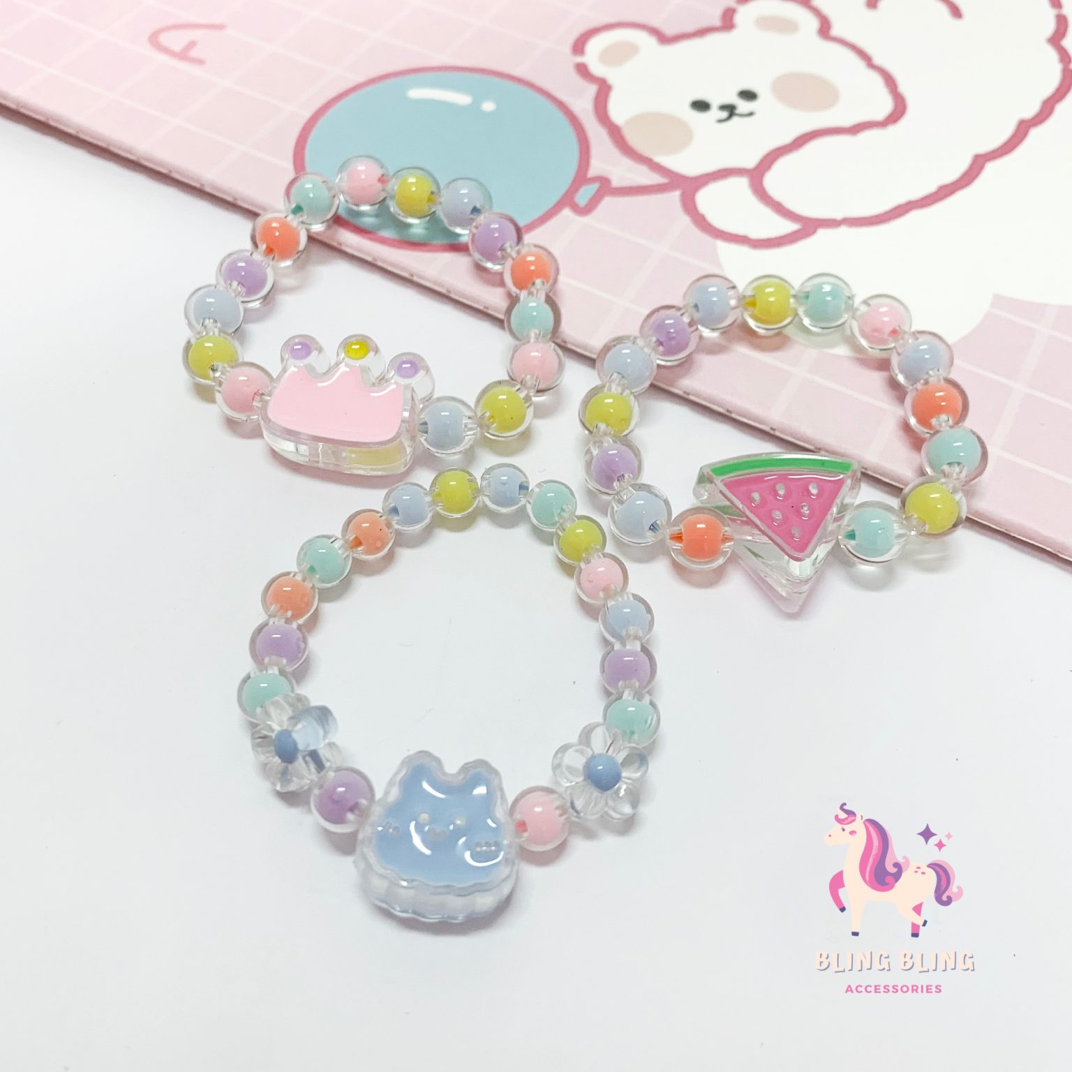 Vòng tay MJ Crown rabbit watermelon chuỗi hạt màu