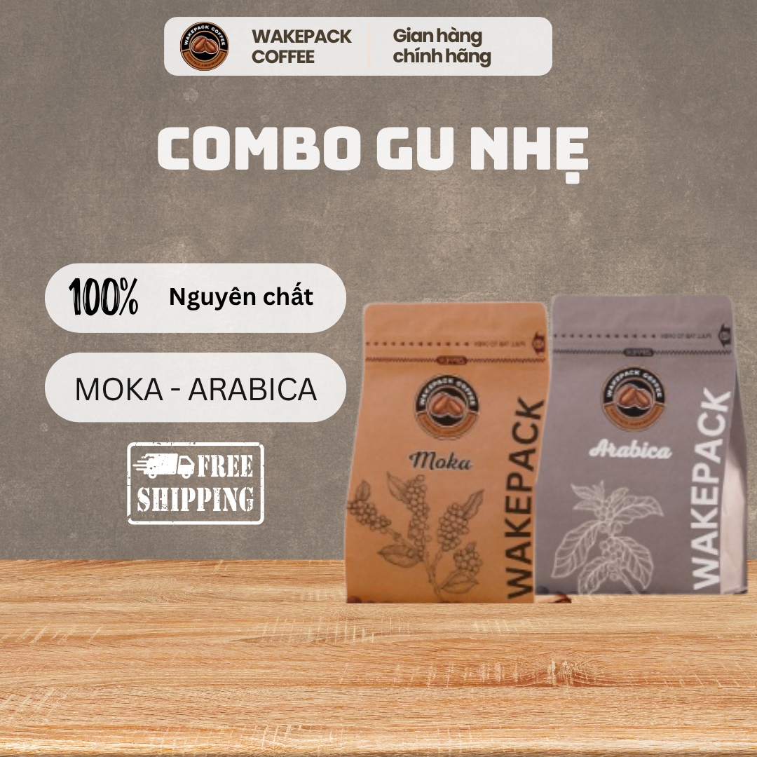 Combo cà phê WAKEPACK COFFEE gu nhẹ: Moka – Arabica nguyên chất