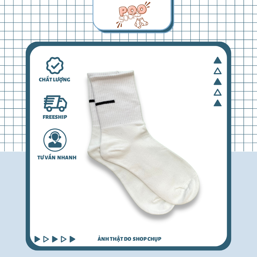 Tất Vớ Cổ Cao Nam Nữ POOSOCKS Gạch Gót Đen Cotton Kháng Khuẩn Thời Trang Hàn Quốc Giá Rẻ