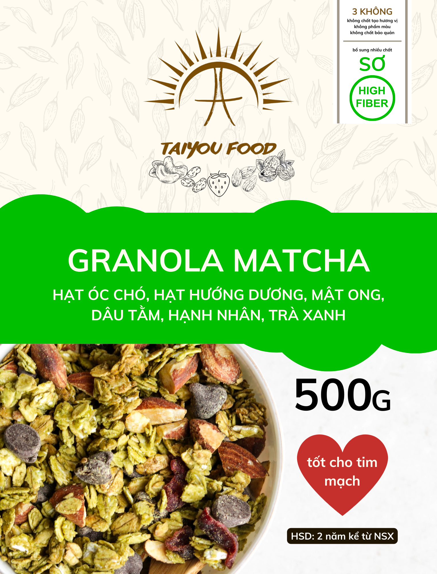 TAIYOU FOOD Granola Matcha