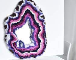 Gương thêu nổi handmade - viền mây tím nhiều tầng