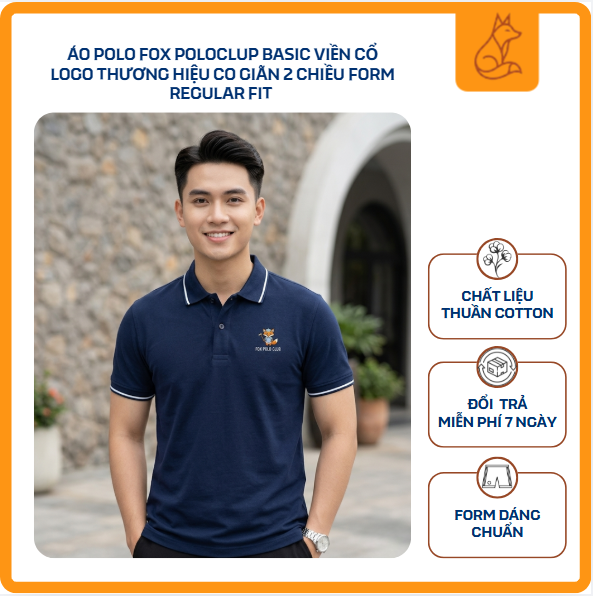 Áo polo FOX POLO CLUB basic viền cổ logo thương hiệu co giãn 2 chiều form regular fit / NM203