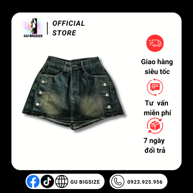 Quần váy jean nút 2 bên GU bigsize QVJ2034
