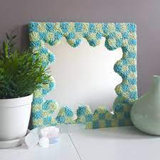 Gương thêu nổi - karo xanh vàng