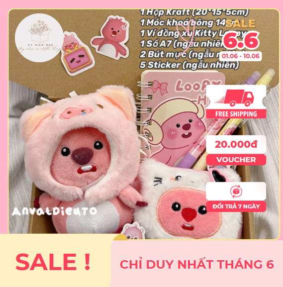 Kỷ Niệm Nhỏ - Box set quà tặng Loopy Hải Ly màu hồng - quà tặng bạn gái, người yêu, dịp sinh nhật noel, quốc tế thiếu nhi