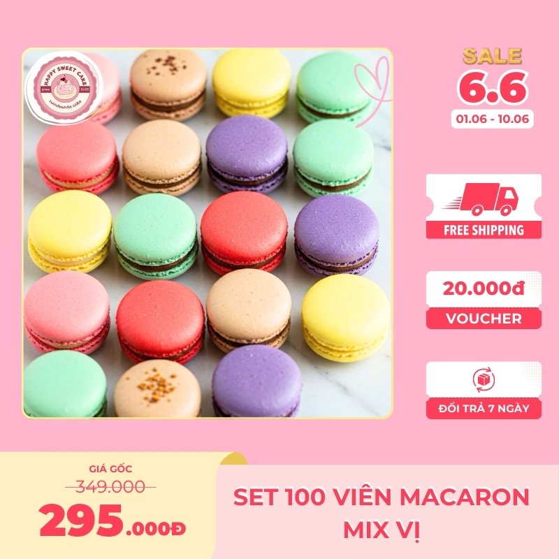 Macaron mini size_Mix vị_Happy Sweet Cake_Set 100 viên