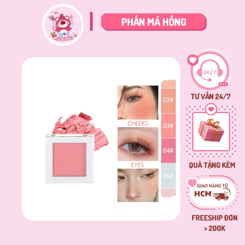 Phấn Má Hồng Đơn Sắc Chống Nước Bắt Sáng