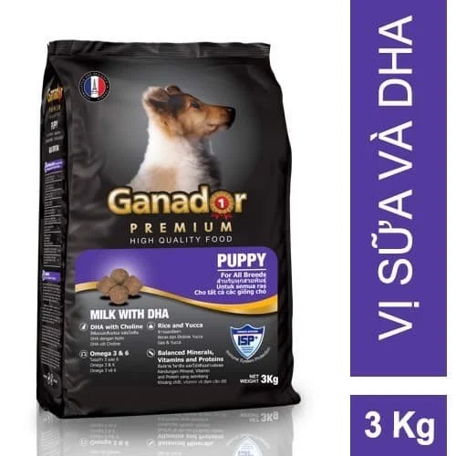 Thức ăn cho chó vị sữa Ganador Puppy Milk DHA 3kg