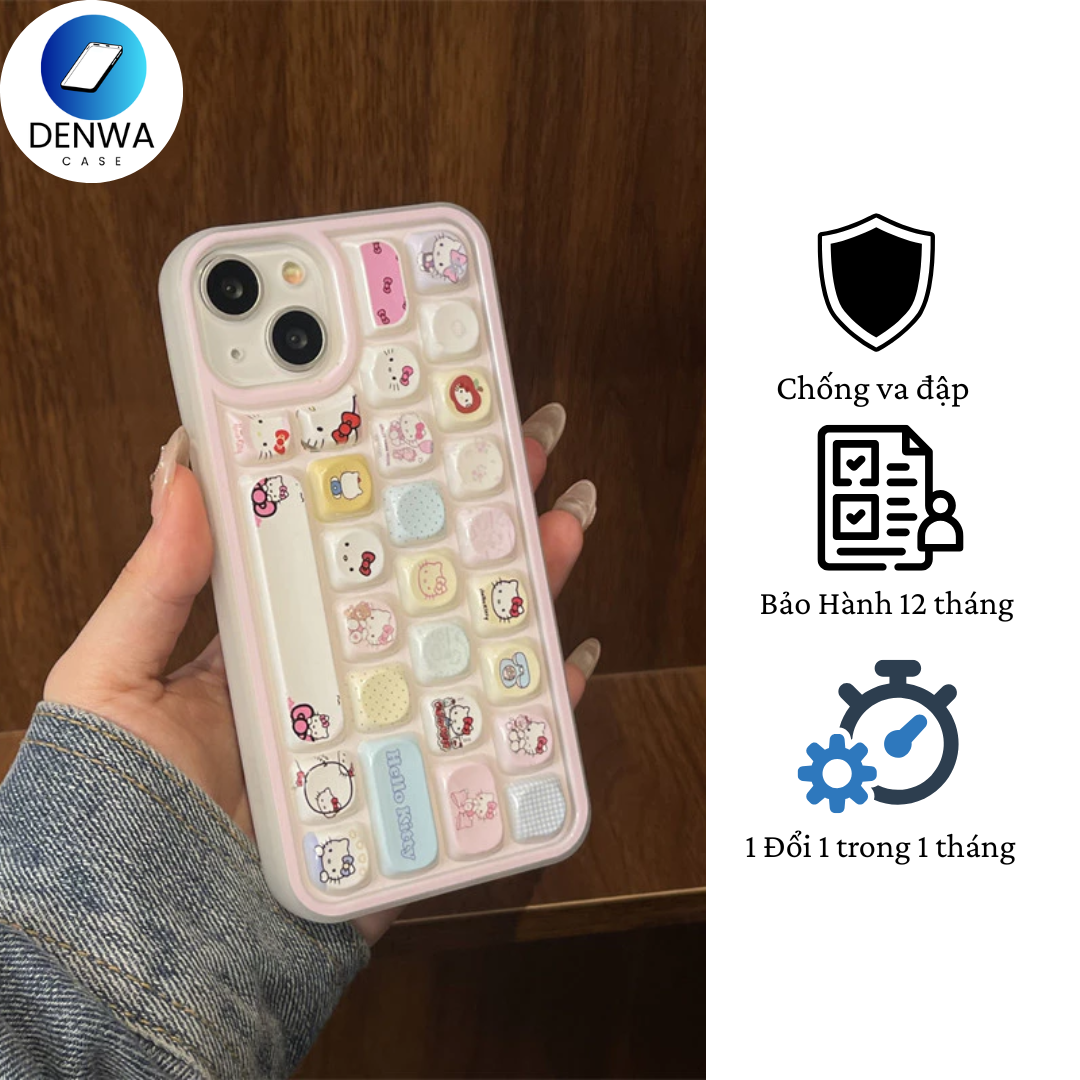 Ốp lưng kiểu bàn phím máy tính dễ thương màu trắng hồng