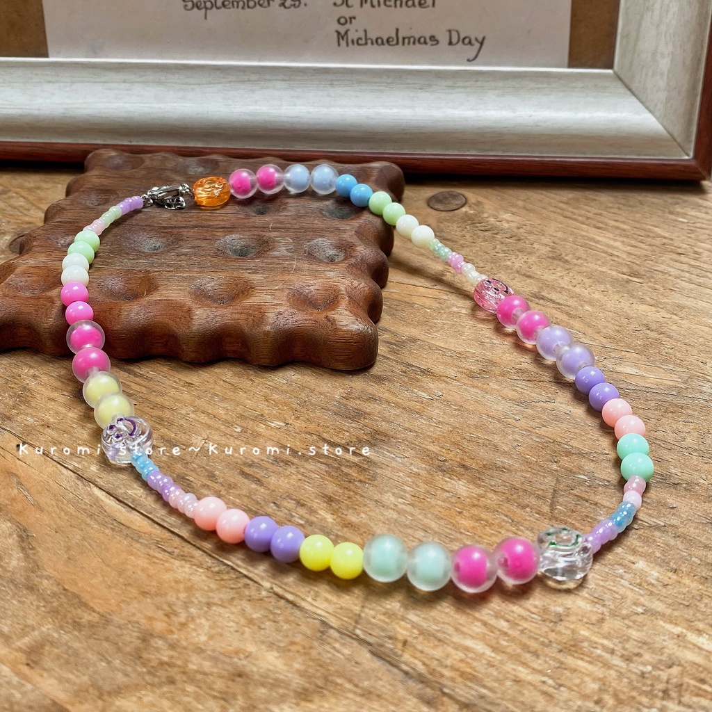 Vòng Cổ Hạt Tròn Mặt Cười Màu Sắc Thiết Kế Handmade By Kuromi