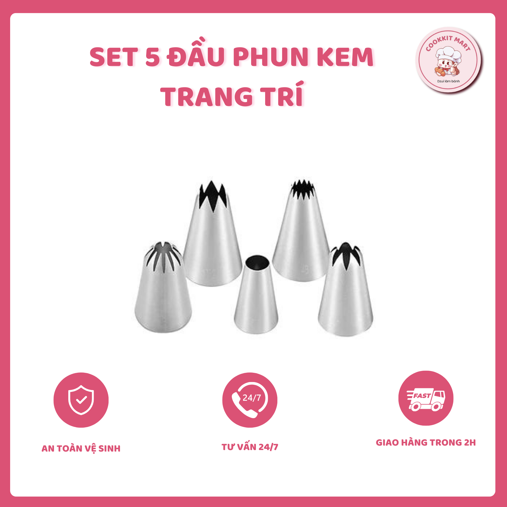 Set 5 đầu phun bông kem trang trí