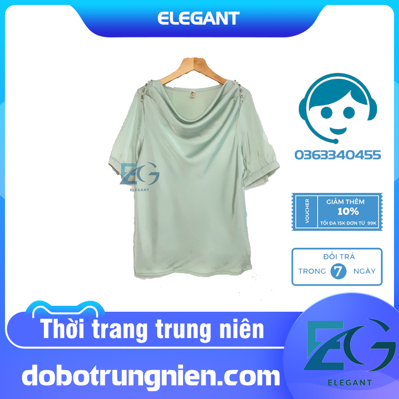 Áo Cổ Đổ Nữ Lụa Trung Niên Công Sở