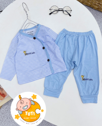 Bộ Quần Áo Sơ Sinh Dài Tay Chất Vải Petit Sợi Tre
