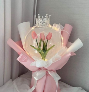 Hộp hoa sáp bong bóng kèm đèn led sáng - Hanaflower