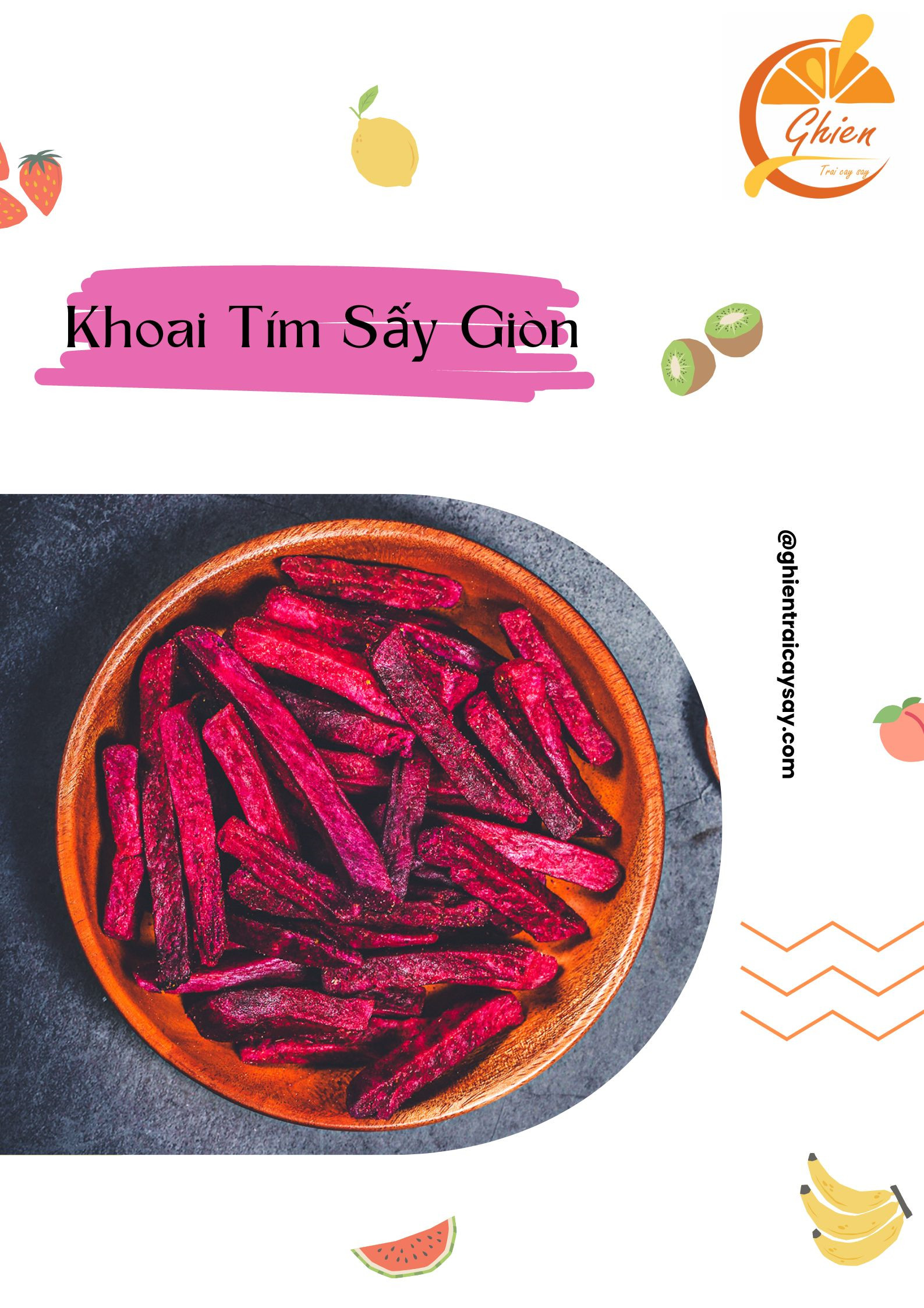 Khoai lang tím sấy giòn, 120g, bịch