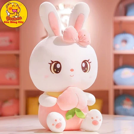 Thỏ Bông Ôm Trái Đào – Gấu Bông Thỏ Cao Cấp