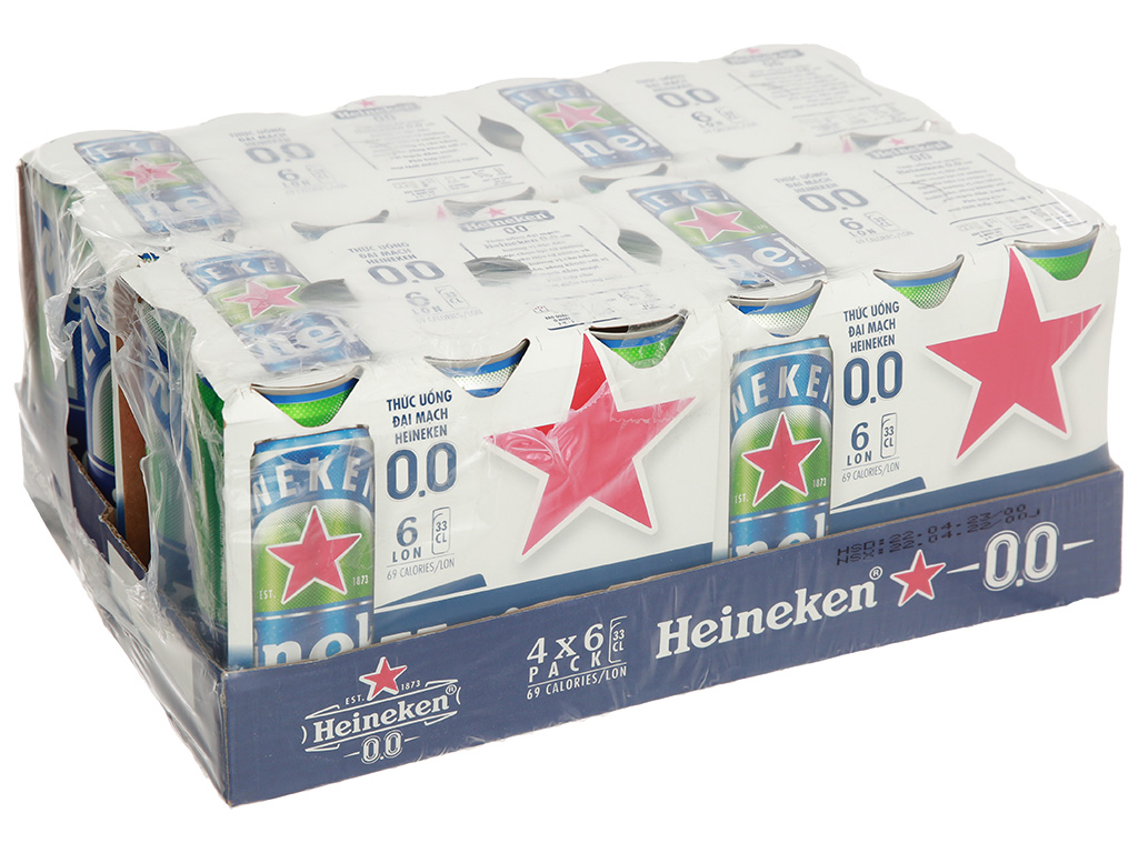 Khay 24 lon thức uống đan mạch Heineken Zero 330ml