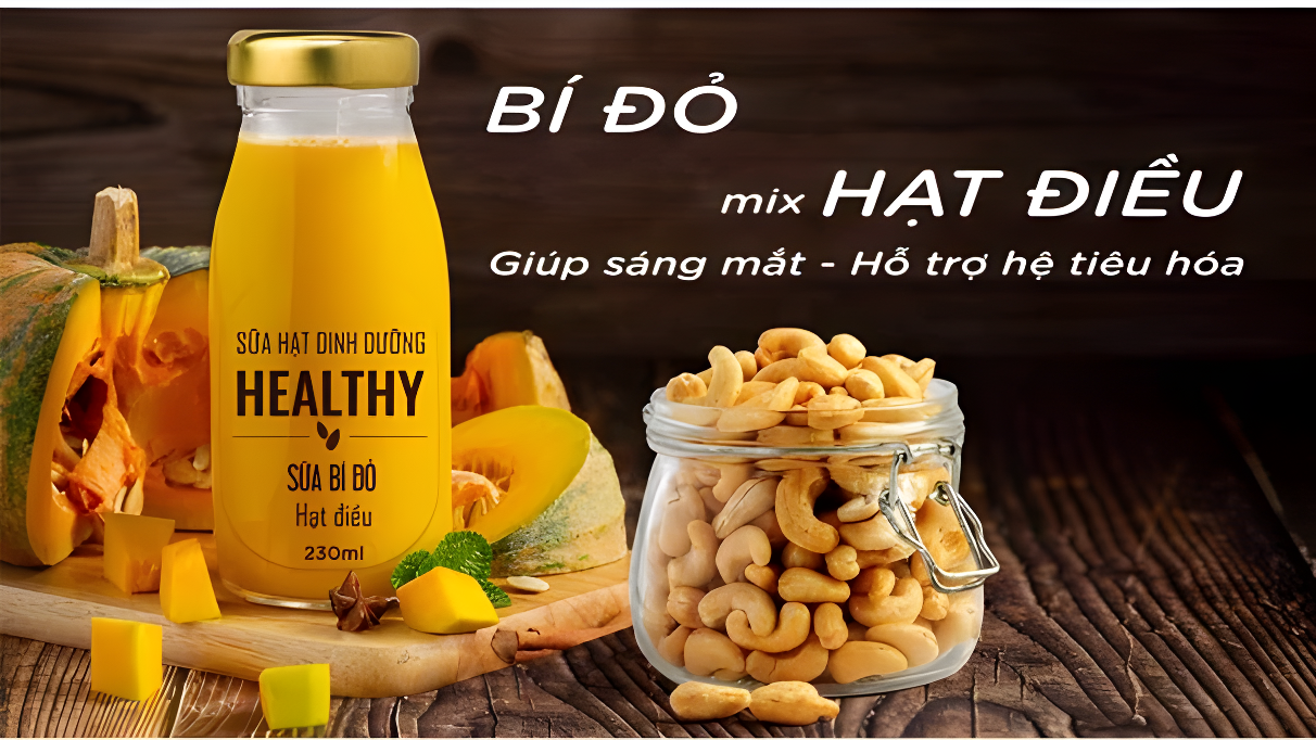 Sản phẩm độc quyền - sữa bí đỏ mix hạt điều loại 1 230ml