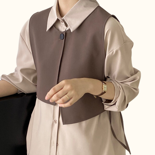 Set Bộ Sơ Mi Trơn Kết Hợp Với Áo Gài Nút | Unnie Sơ Mi