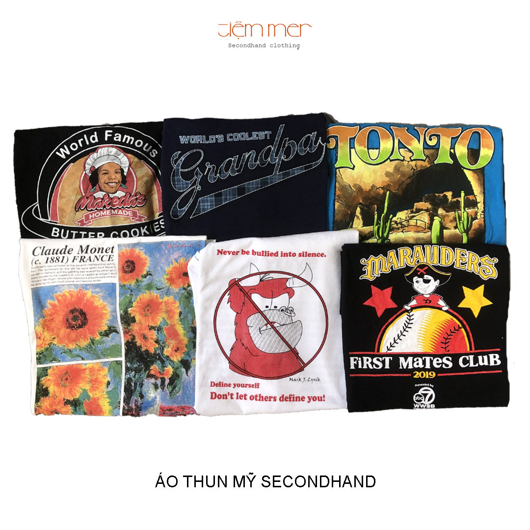 Áo thun Mỹ secondhand 100k (hình minh họa, nhắn tin chọn mẫu)