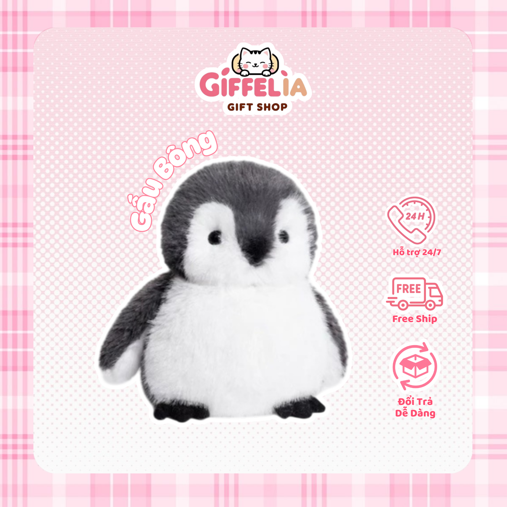 Gấu Bông Chim Cánh Cụt Siêu Dễ Thương Siêu Mềm – Giffelia