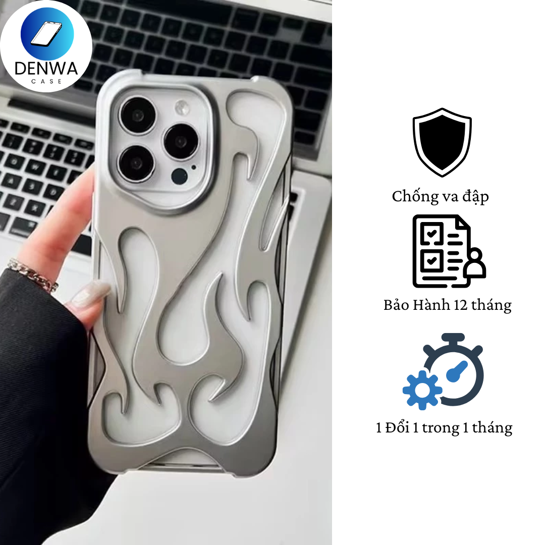 Ốp điện thoại mỏng rỗng họa tiết ngọn lửa 3D mới