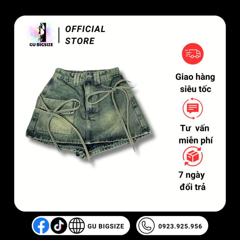 Quần váy jean 2 nơ GU bigsize QVJ2035