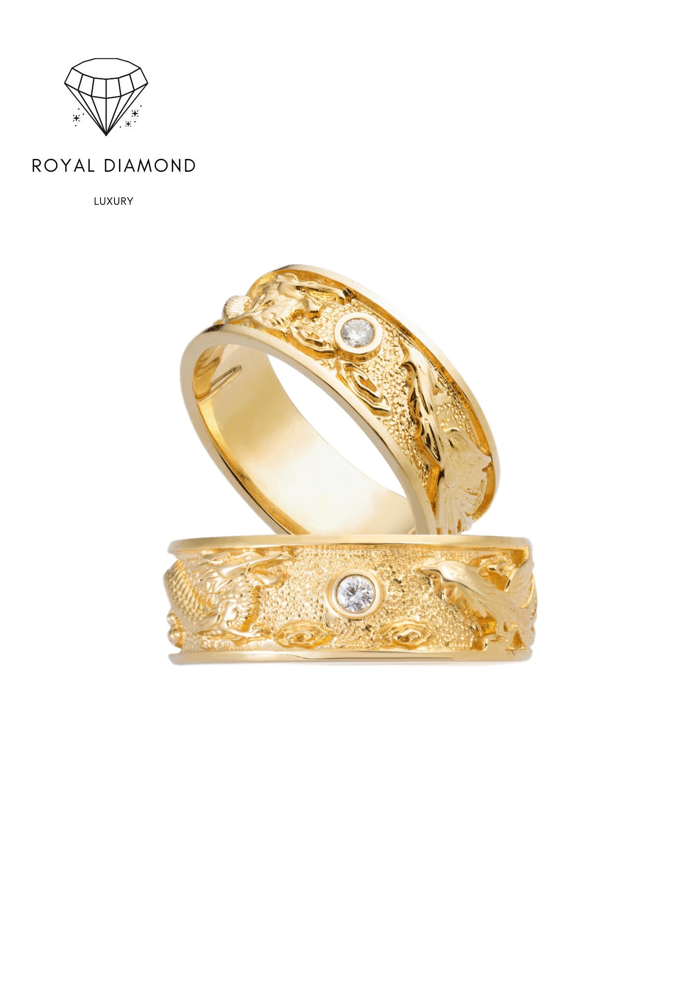 Nhẫn cưới Rồng Phượng đính đá