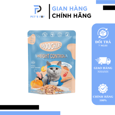 Thức ăn cho mèo Moochie hương vị Thịt bằm và Cá hồi