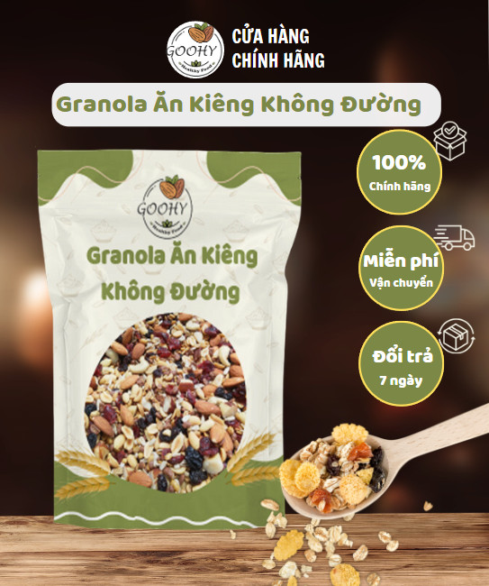 Granola Ăn Kiêng Không Đường Tỉ Lệ 50% Yến Mạch Hộp