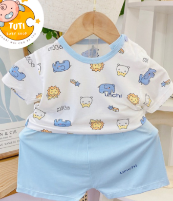 Bộ Cộc Tay TUTI39 Unchi chính hãng Họa Tiết Quần Màu Cho Bé