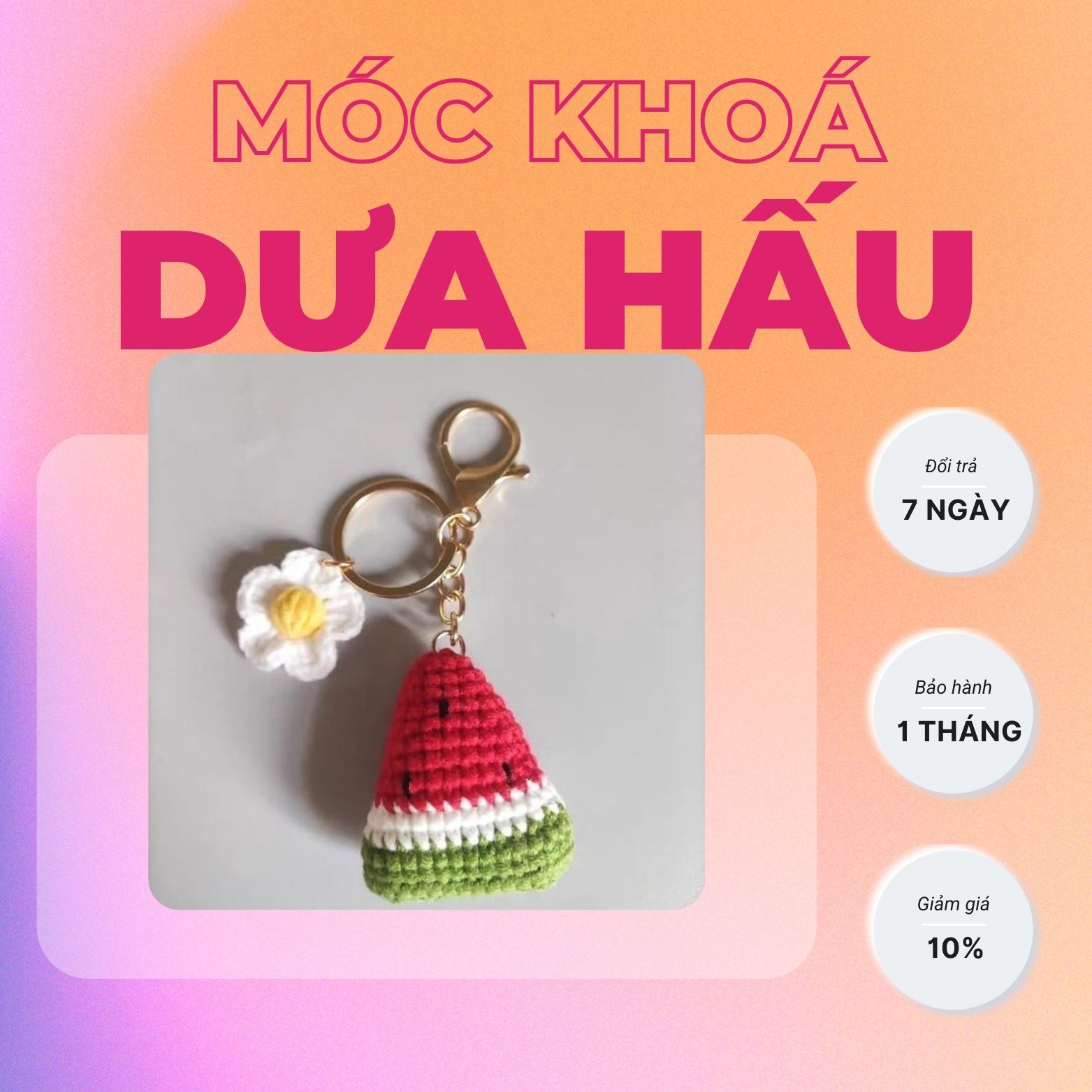 Móc khóa Dưa hấu Cuộn Len Tròn 10cm MK1