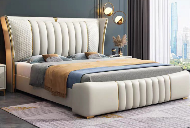 Giường ngủ nhập khẩu viền inox mạ PVD cao cấp