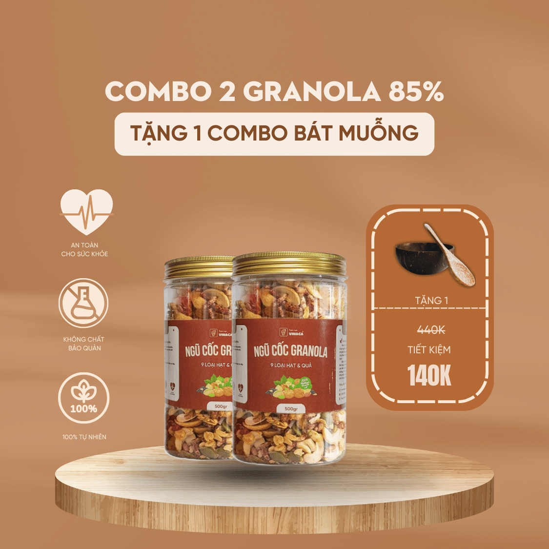 Combo 2 granola 85 tặng 1 combo bát muỗng