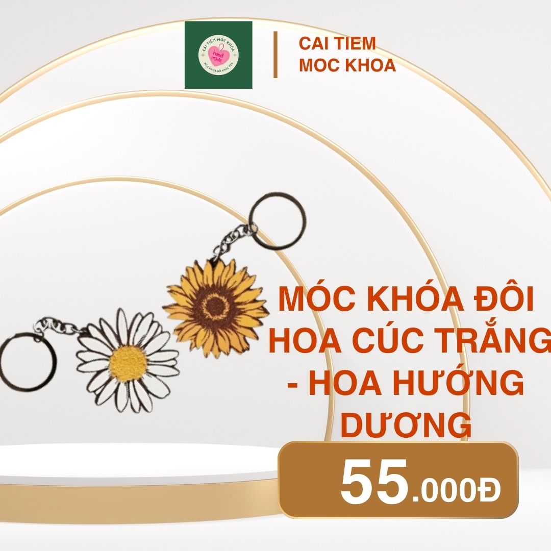 Móc Khóa Đôi Hoa Cúc Trắng - Hoa Hướng Dương - Cái Tiệm Móc Khóa