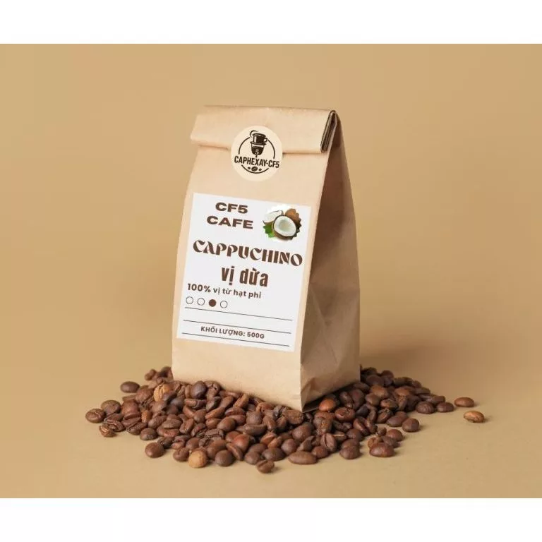 Cà phê cappuchino vị dừa nguyên chất rang xay 250g