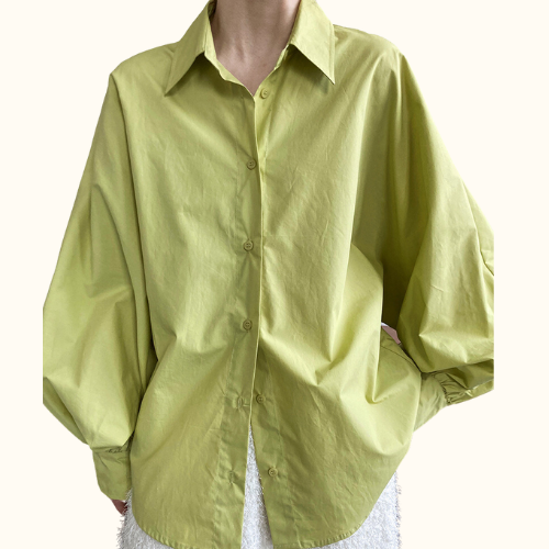 Sơ Mi Trơn Tay Phồng Form Rộng Hàn Quốc | Unnie Sơ Mi