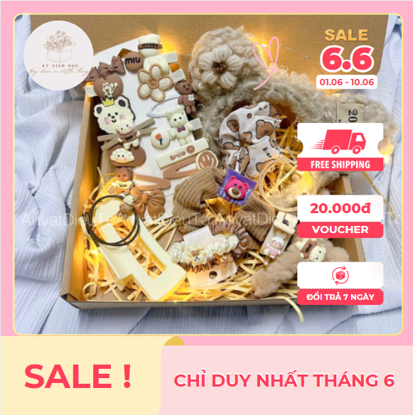 Kỷ niệm nhỏ - Box set quà màu be nâu nhiều phụ kiện Hàn Quốc cao cấp loại 1 tặng sinh nhật