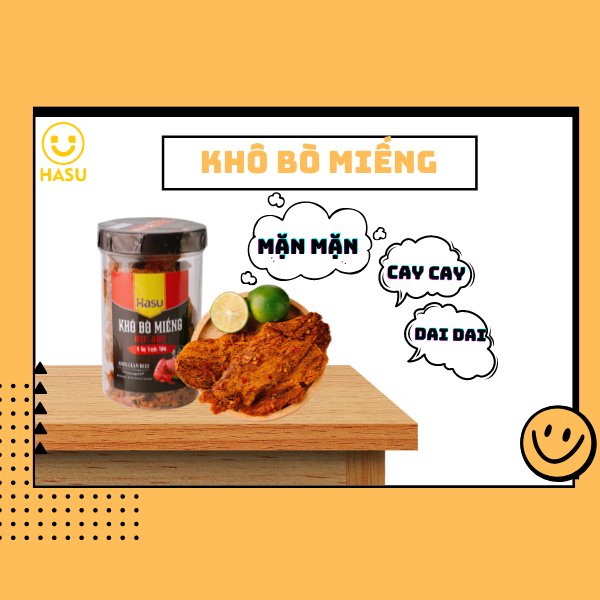 Khô bò miếng vị cay truyền thống Hasu – Hũ 180g
