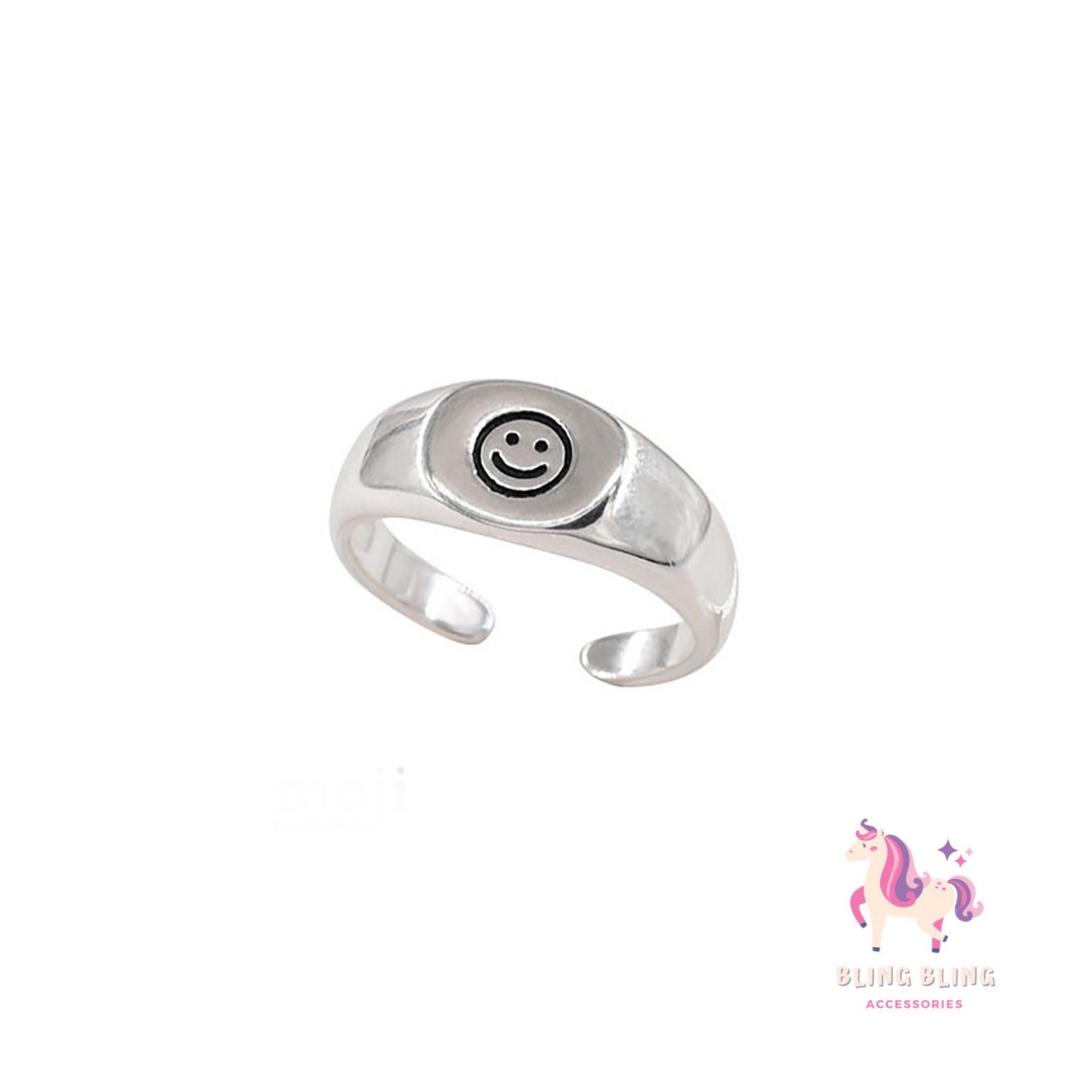 Nhẫn mạ bạc Smiley icon – Silver