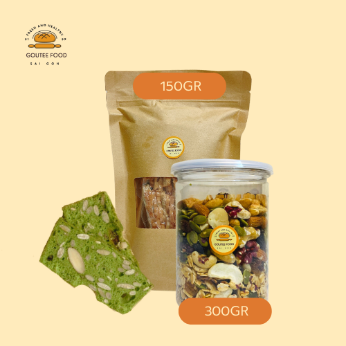 Combo Ngũ Cốc Dinh Dưỡng Ăn Kiêng Goutee Food Hộp 300G + Bánh Biscotti Matcha Không Đường 150G