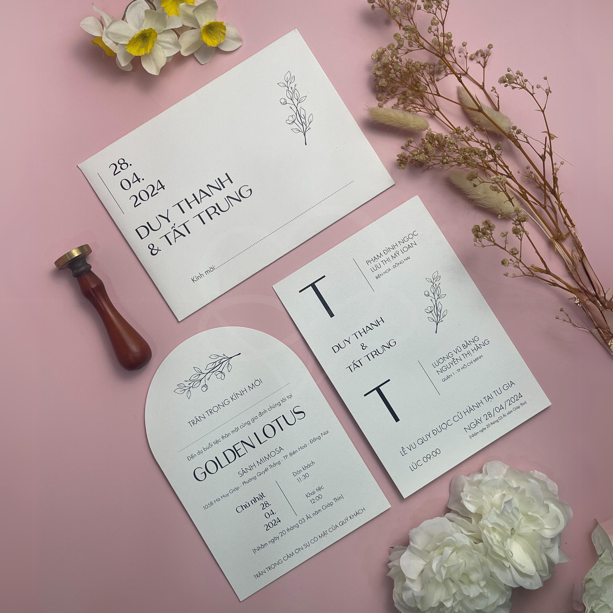 Thiệp Cưới Tối Giản tone trắng tinh tế