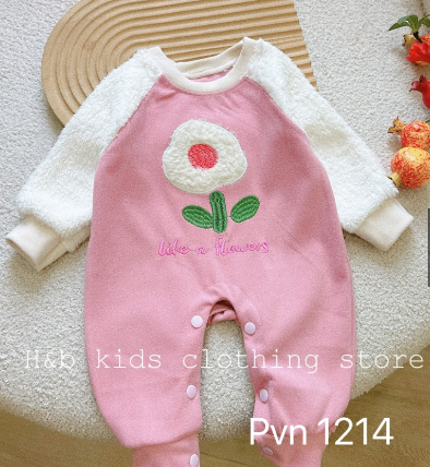 Bộ body liền quần cho bé chất vải lông nỉ cực mịn cho bé gái